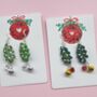 Handmade Christmas Holly Earrings With Stand, thumbnail 5 of 9