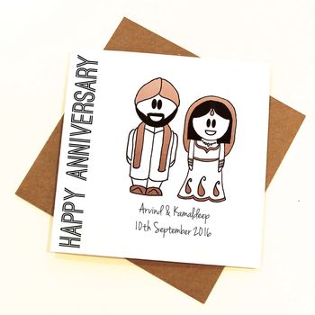 'Happy Anniversary' Card Traditional Indian Dress, 2 of 2