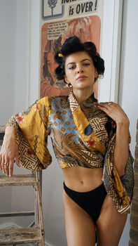 Gold Silk Wrap Top, 4 of 4