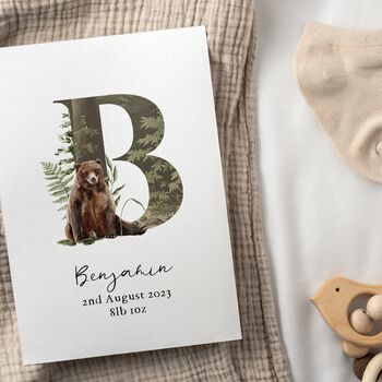 Personalised Woodland Baby Birth Print, 2 of 7