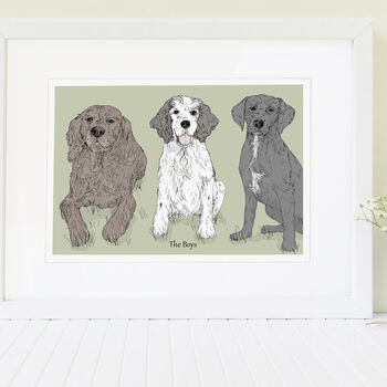 Personalised Pet Dog Portrait Of Three Dogs, 2 of 9