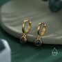 Sterling Silver Dangling Black Opal Hoop Earrings, thumbnail 6 of 12