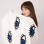 White With Dark Blue Eye Organic Cotton Peshtemal Towel, thumbnail 5 of 6