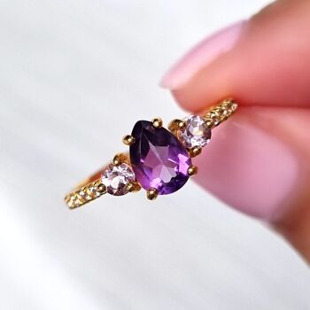 Amethyst And Lavender Amethyst Ring In Silver And Gold, 4 of 9