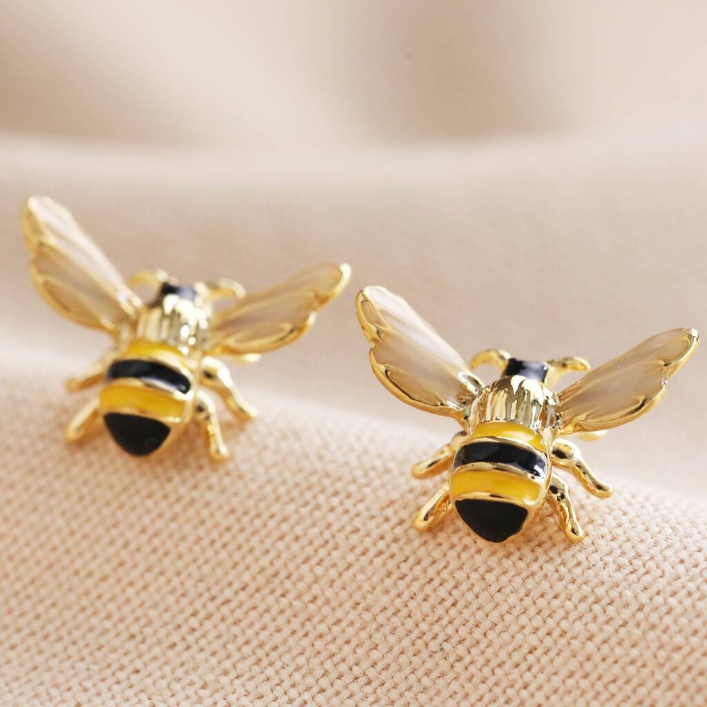 Enamel Bumblebee Stud Earrings By Lisa Angel