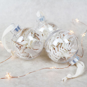 Bauble Of Dried Flowers 'Selene' White Tree Decoration, 4 of 6