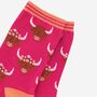 Women's Highland Cow Bamboo Socks Pink, thumbnail 3 of 4