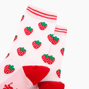 Strawberries Bamboo Socks In Light Pink, 2 of 4