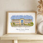 Custom Watercolor School Print – Graduation Gift, Alumni Gift, Teacher Gift, thumbnail 1 of 9