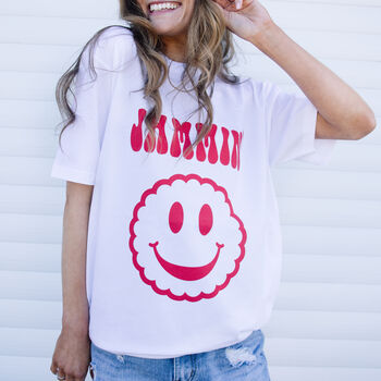 Jammin’ Women’s Slogan T Shirt With Happy Face Biscuit, 4 of 4