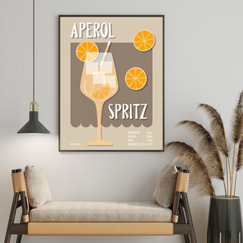 Aperol Spritz Cocktail Print Four Colour Options, 3 of 8