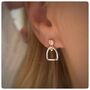 Personalised Sterling Silver And Rose Gold Stirrup Earrings, thumbnail 3 of 8