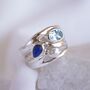 Silver Ring With Blue Topaz, Pearl And Lapis Lazuli, thumbnail 1 of 9
