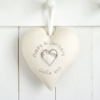 Personalised 4th Linen Wedding Anniversary Heart, 8 of 9