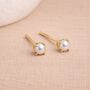 Solid 9ct Gold June Pearl Birthstone Stud Earrings – 4mm, thumbnail 3 of 5