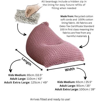 Kids Knitted Bean Bag Chair, 8 of 8