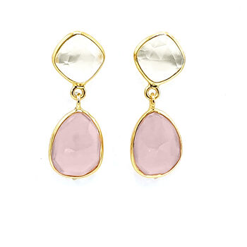 Gold Vermeil Plated Pink And White Chalcedony Earrings, 3 of 3