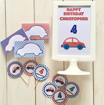 Car Personalised Party Decorations Pack, 2 of 4