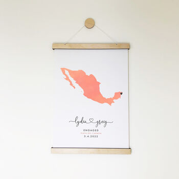 Personalised Mexico Engagement Map Print, 5 of 9