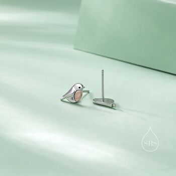 Sterling Silver Cute Robin Bird Stud Earrings, 10 of 12