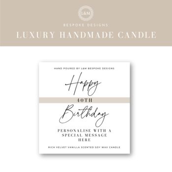 40th Birthday Personalised Amber Glass Candle Gift, 5 of 5
