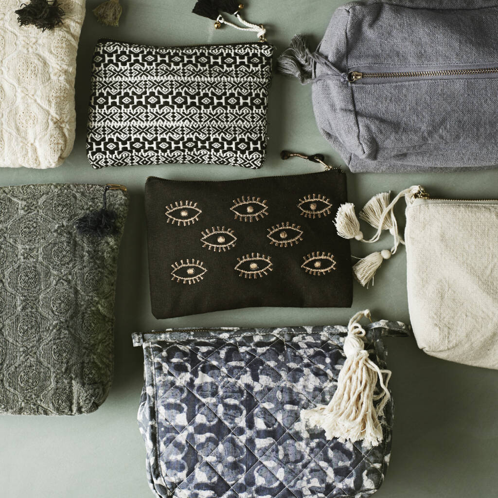 Embroidered Eye Cotton Purse By Posh Totty Designs Interiors