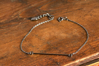 Minimalist Oxidised Sterling Silver Bar Bracelet, 2 of 9