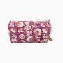 Purple Flower Block Print Cotton Washbag, Make Up Bag, With Waterproof Lining, thumbnail 2 of 3