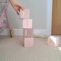 Wooden Baby Name Blocks, Personalised Newborn Gift, Dusty Light Pink, thumbnail 1 of 12