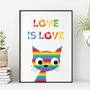 Love Is Love Rainbow Cat Print, thumbnail 1 of 3