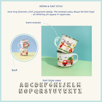 Personalised Children's Fire Truck Themed Enamel Mug, 12 of 12