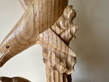 1m Tall Huge Hand Carved Wooden Mother And Baby Dolphin Ornament, 6 of 12