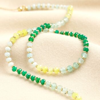 Green Ombre Beaded Necklace In Gold, 2 of 4