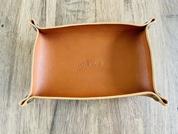 Personalised Rectangle Tan Leather Desk Tray, 5 of 12
