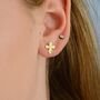 Gold Faceted Cross Stud Earrings, thumbnail 1 of 5