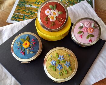 Pocket Mirror With Hand Embroidered Flower, 5 of 12
