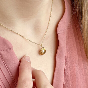 Gold Plated Shell Necklace With Pearl Detail, 4 of 6