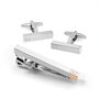 Personalised Two Tone Cubic Tie Clip And Cufflink Set, thumbnail 11 of 12