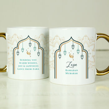 Personalised Eid And Ramadan Gold Handled Mug, 5 of 8