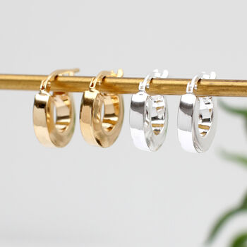 18ct Gold Plated Or Silver Square Tube Hoop Earrings, 2 of 6