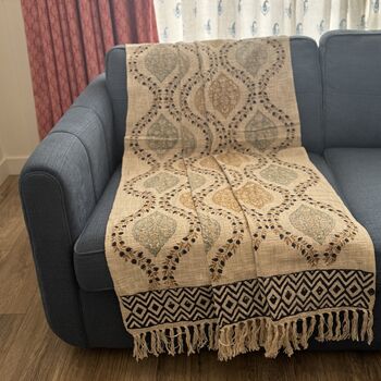 Block Printed Colourful Cotton Sofa Throw, 9 of 11