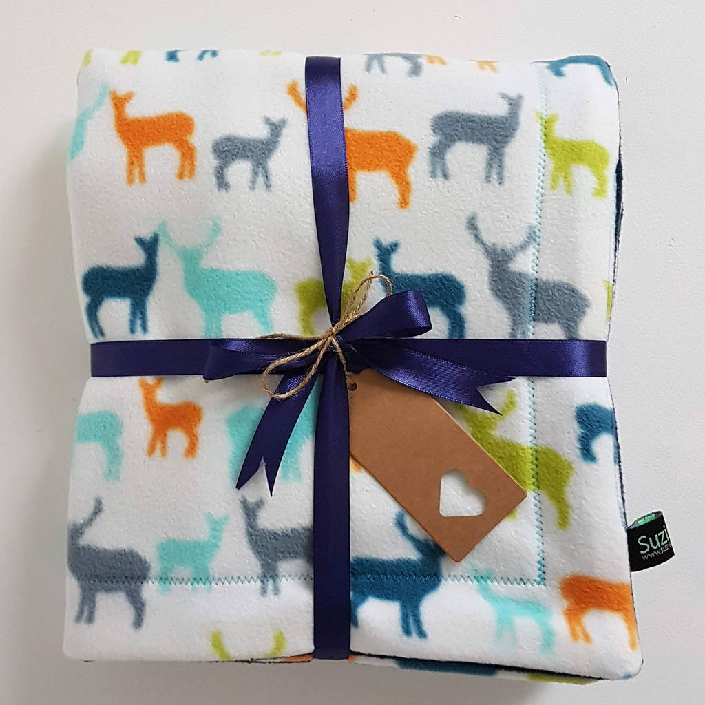 Deer Fleece Baby Blanket By Suzielou textiles