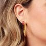 Fuchsia Baguette Drop Stud Earrings, thumbnail 2 of 5