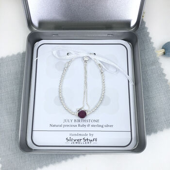 Silver Ruby July Birthstone Bracelet, 10 of 10