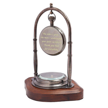 Personalised Father's Day Desk Clock With Compass, 8 of 9