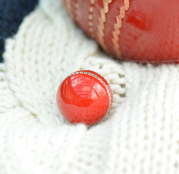 Cricket Ball Lapel Pin Badge, 4 of 4