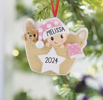 Personalised Baby's First Christmas Bauble Decoration, 2 of 3