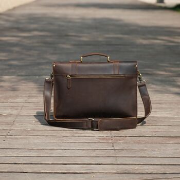 Worn Look Genuine Leather Briefcase Laptop Bag, 9 of 9