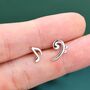 Sterling Silver Asymmetric Music Note And Bass Clef Stud Earrings, thumbnail 4 of 9