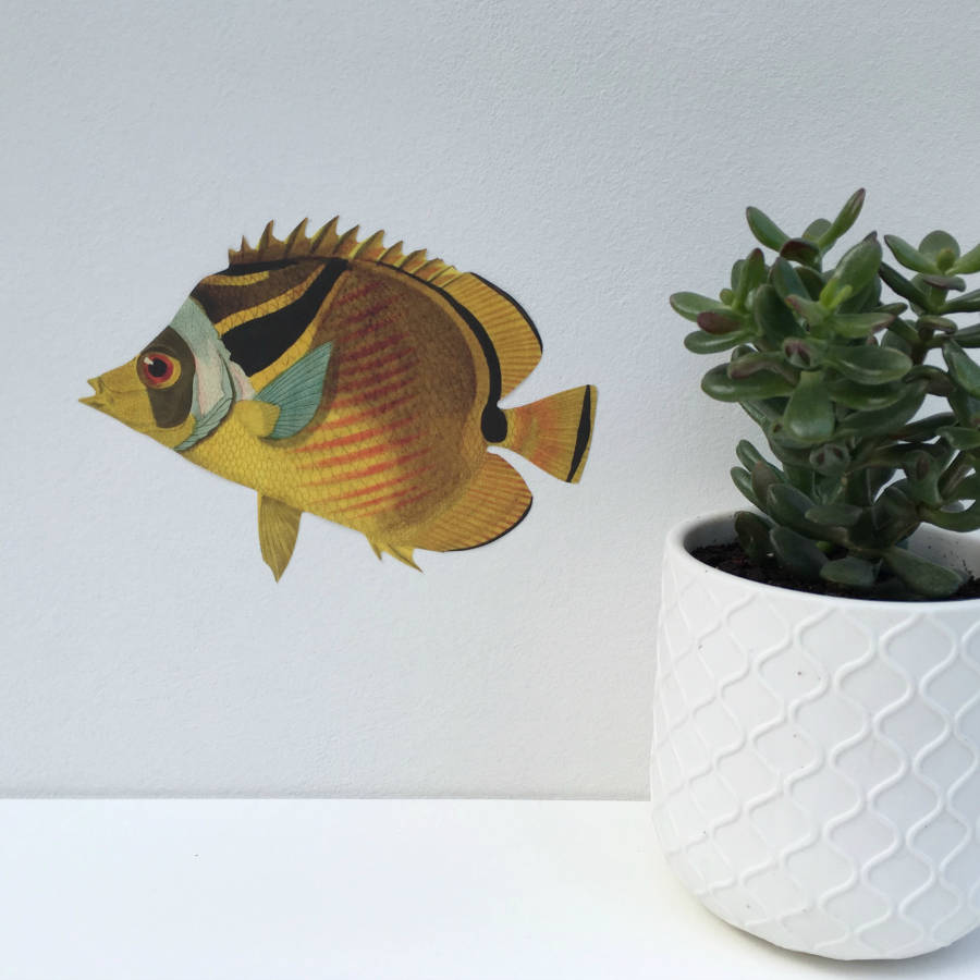 yellow fish wall sticker by chameleon and co